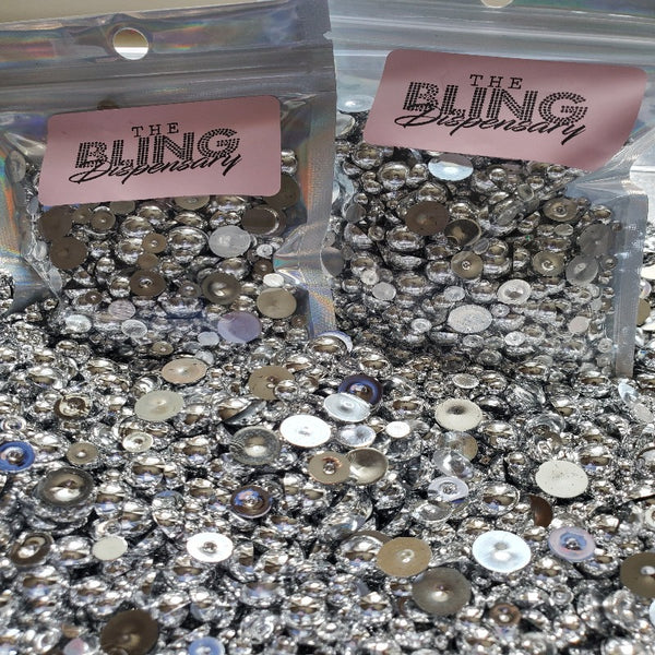 Silver Surfer Domed Flatback Pearls MIX