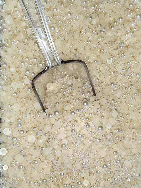 Off White Domed Flatback Pearls MIX