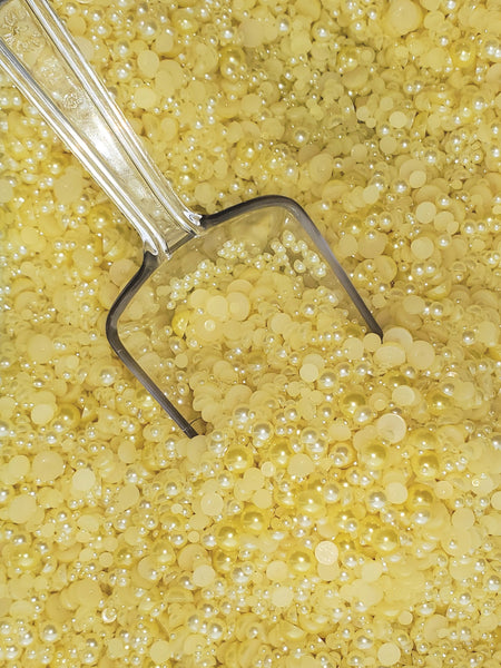Mellow Yellow Domed Flatback Pearls MIX