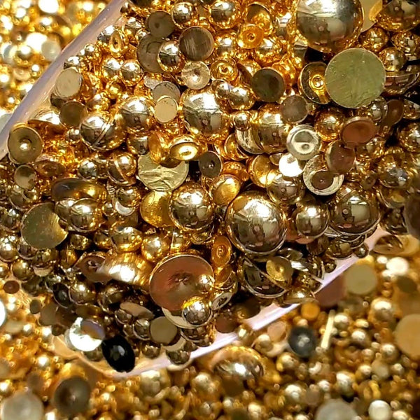 Gold pearls mixed sizes