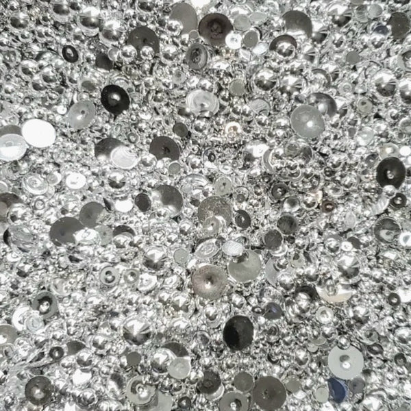 Silver Surfer Domed Flatback Pearls MIX