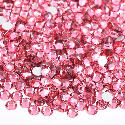 Rose pink glass rhinestones non hotfix