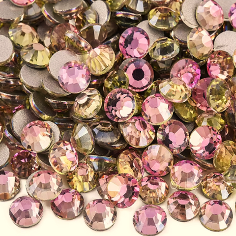 champagne pink glass rhinestones