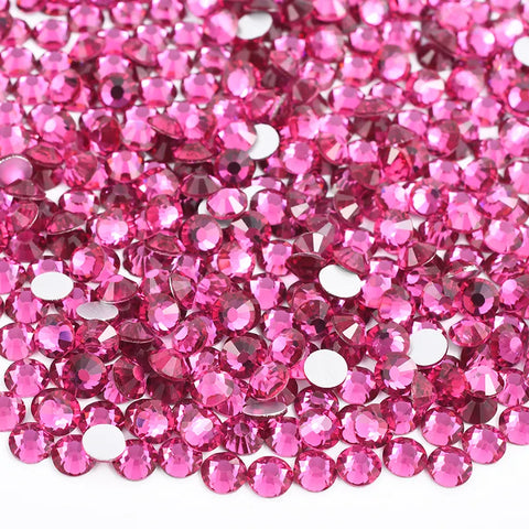 Fuchsia Pink Glass Rhinestones Non Hotfix