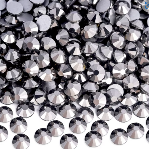hematite dark silver glass rhinestones