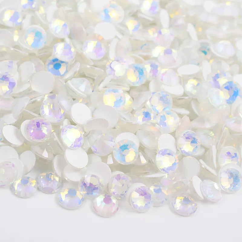 BULK Neon White Glass FLATBACK Rhinestones