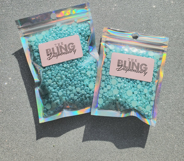 Little Blue Box Domed Flatback Pearls MIX