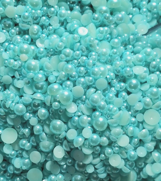 Little Blue Box Domed Flatback Pearls MIX