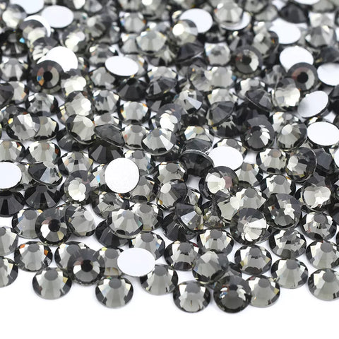 Black Diamond Glass FlatBack Rhinestones In Bulk