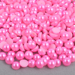 Flamingo Pink Domed Flatback Pearls MIX